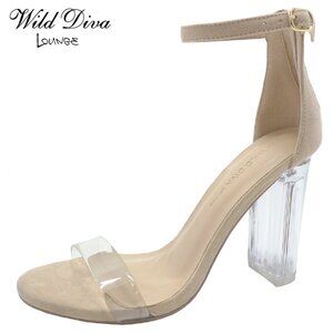 Wild Diva Lounge Women's Lucite High Heels Nude Clear Heel Morris-402